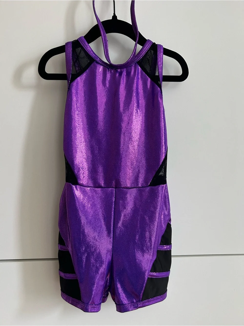 Metallic “ My Vibe” Purple Gymnastics Leotard with Matching Headband - Size SC